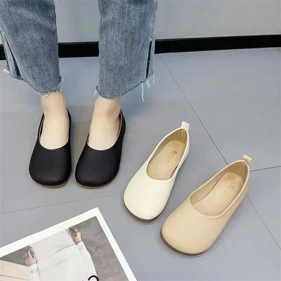 Mocassini da donna in pelle con punta tonda Primavera Autunno Moda Ballerine da donna Casual Punta tonda Scarpe da infermiera Scarpe da ginnastica