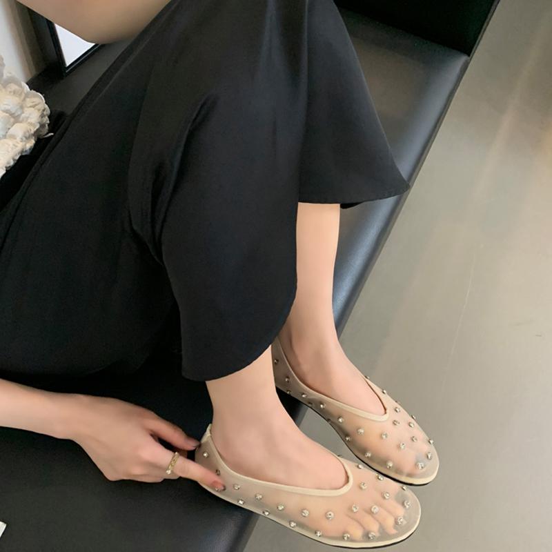 Fashion Breathable Fish Net Women Mary Jane Shoes Spring Autumn Comfort Ladies Casual Slip On Ballet Flats Shoes