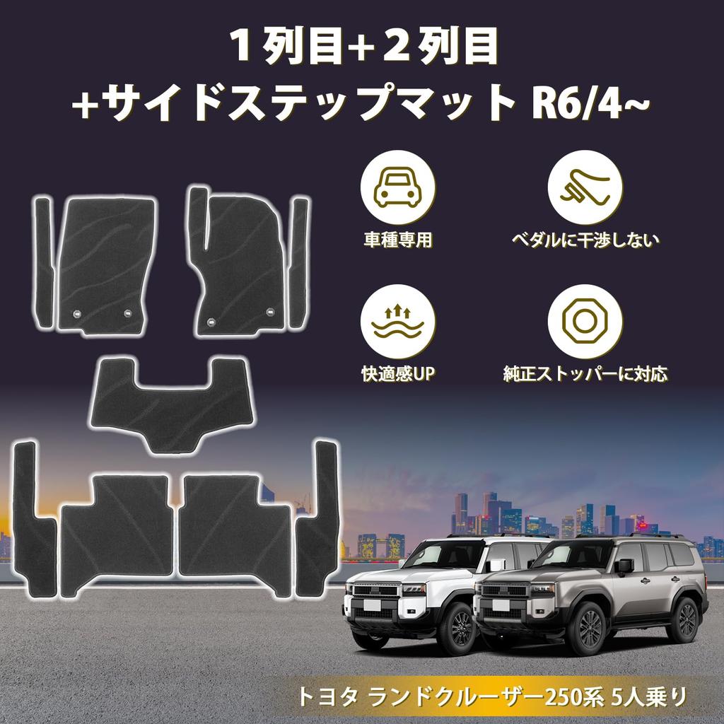 Pattern AUTO SPEC Toyota Land Cruiser 250 Series Floor Mat Second Side Step Dress Up Land Cruiser250 GDJ250W TRJ250W Type April 2024 Current Entrance