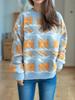 Autumn and Winter New Sweet and Cute Style Flower Jacquard Towel Embroidered Knitted Round Neck Thick Sweater for Women 3579 KTB