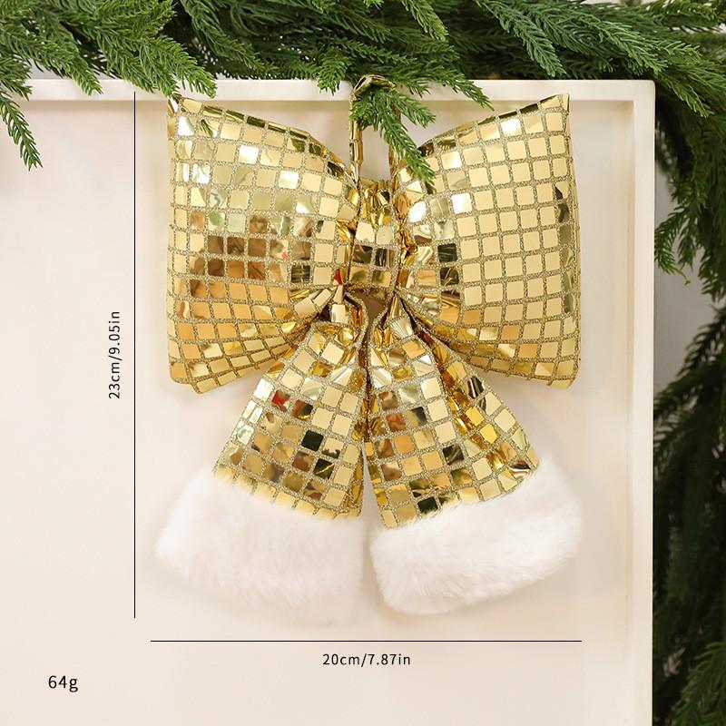 Mirror Glitter Bow Plush Pendant For Hotel Window Decor