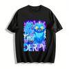 Derpy Blue Cat Print T-shirt Unisex Trendy Street Style Casual Short Sleeve Top Pure Cotton T-shirt