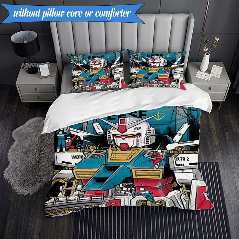 Mecha Armor Robotic Design 3pcs K-pop music group Bedding set,Ideal for Bedroom, Dormitory,Including Duvet Cover And 2pcs Pillowcases,Fan gifts