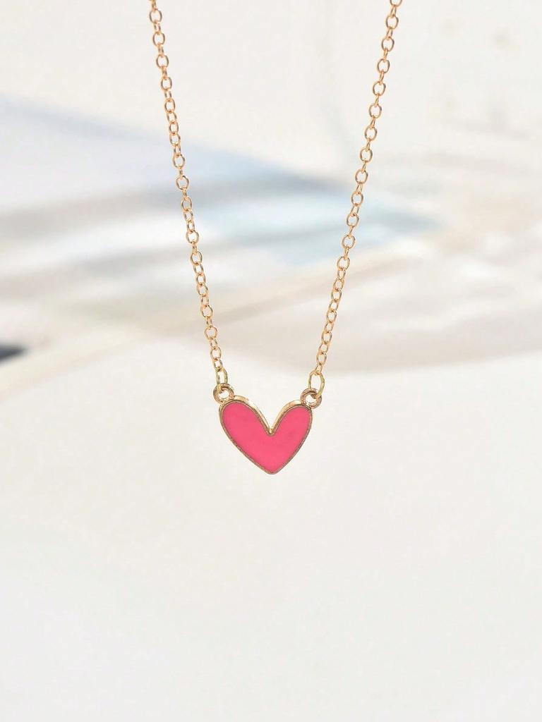 1pc Asymmetrical Golden Heart Pendant Necklace, Fashionable Delicate Minimalist Clavicle Chain, Versatile Design