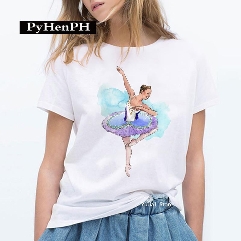 Gymnast Dansare T-shirt Mode Gymnast Konstnärlig Gymnastik Tryckt T-shirt för Kvinnor Föräldra-barn Kläder Oversized T-shirt