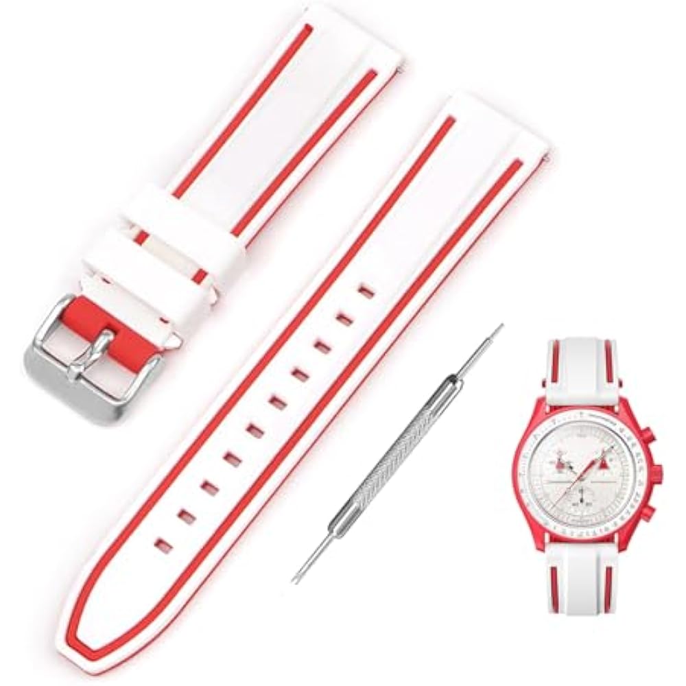 

[Jumpsunfun] 20mm Watch Band for Swatch x Omega Speedmaster MoonSwatch Silicone Watch Strap for S...