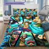 Anime One Piece Pattern Bedding Quilt Set Quilt Cover Pillowcase Home Birthday Gift(1 * Duvet Cover + 2 * Pillowcase, Without Core)