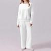 Women's 2-piece Casual Round Neck Sportswear Suit Loose And Fashionable Wide-leg Multi-pocket Sports Pants Suit