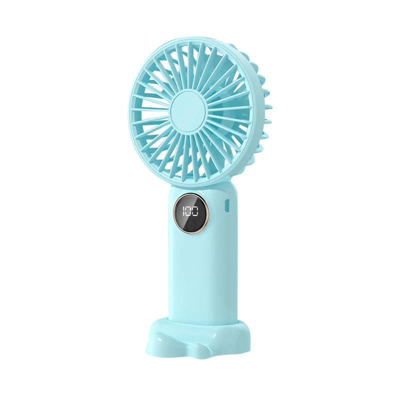 

Handheld Mini Fan Foldable Portable Neck Hanging Fans 5 Speed USB Rechargeable Fan with Phone Stand and Display Screen
