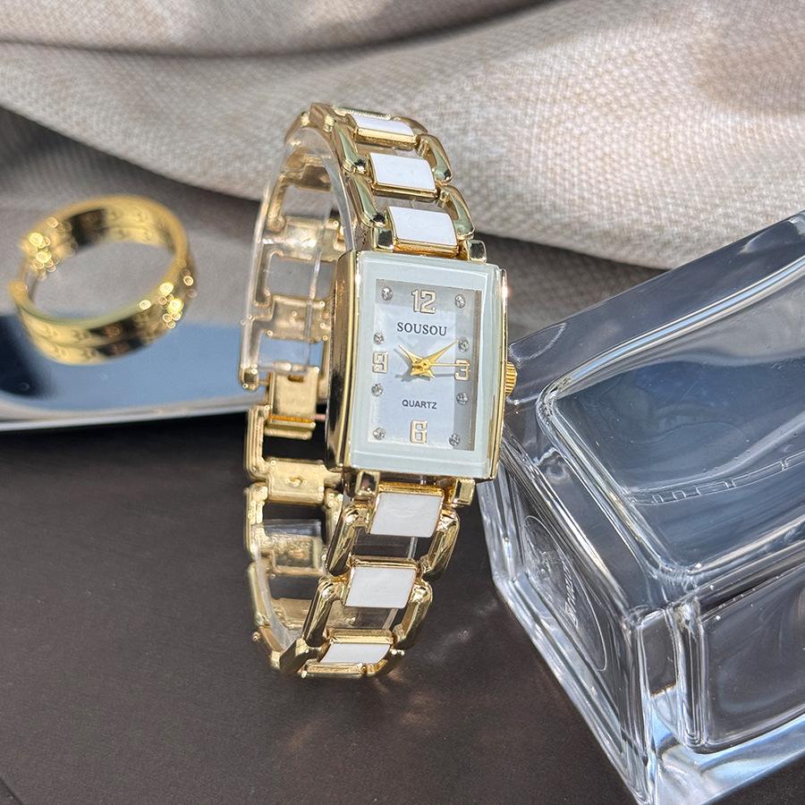 Couple Watch Square Watch Diamond-encrusted Women's Watch Imitation Ceramic Quartz Watch Square Quartz Watch