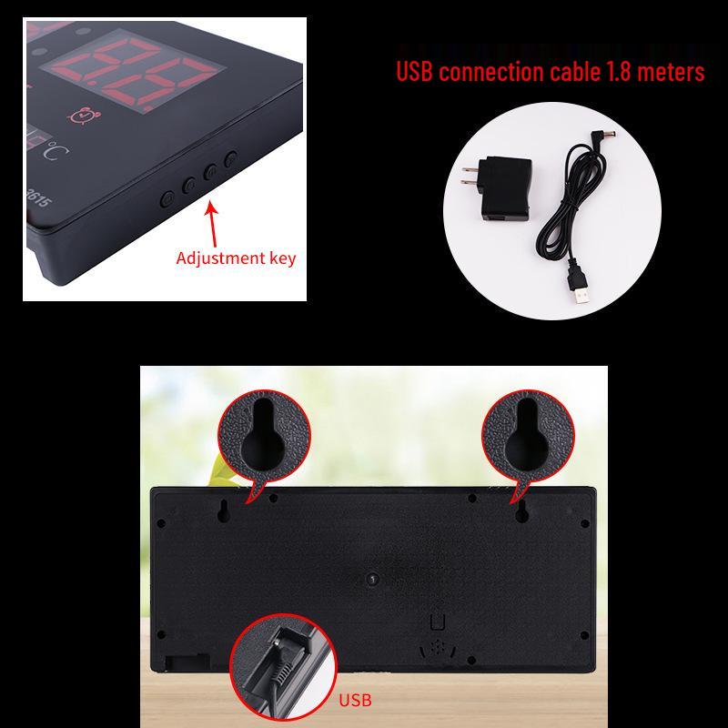 Modern LED Digital Wall Clock with Calendar and Temperature Display, Large Numbers, for Living Room