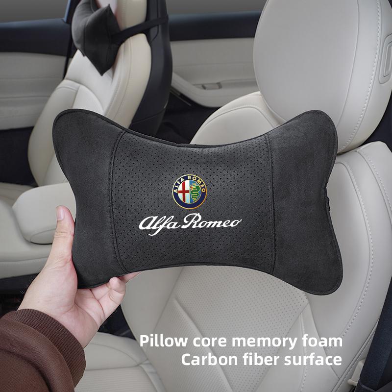 2026 Heißer Aufkleber Auto Kopfstütze Memory-Schaum Auto Nackenkissen Auto Zubehör Für Alfa Romeo 4C 159 166 Spider Giulia Giulietta 156