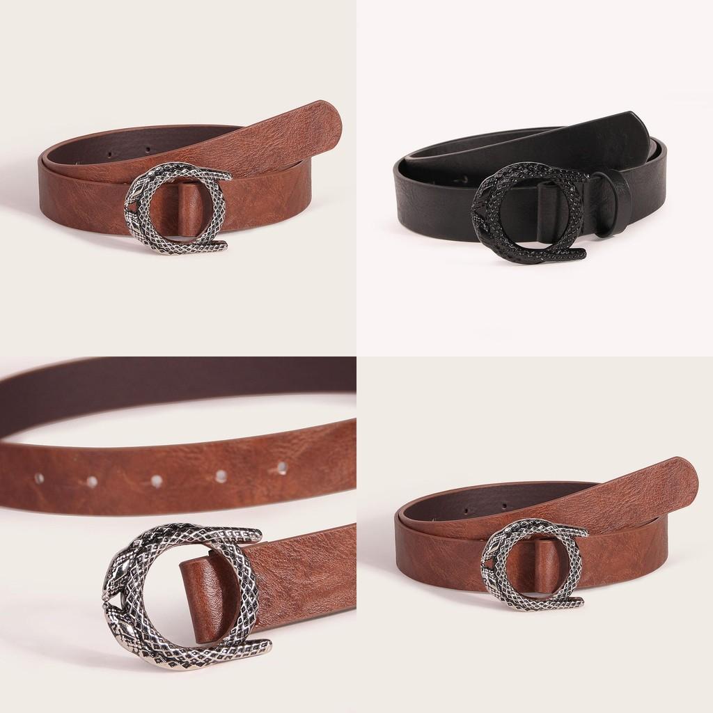 Western Style Pu Leather Belt With Snake Design And Magnet Closure For Women