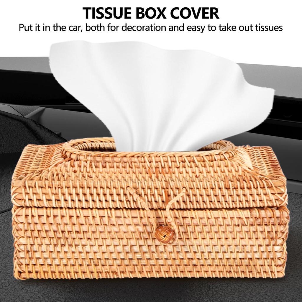 BHBL Paper Rack Rattan Tissue Box Elegant Home Decoration Handmade Desktop Tissue Container Napkin Storage Case
