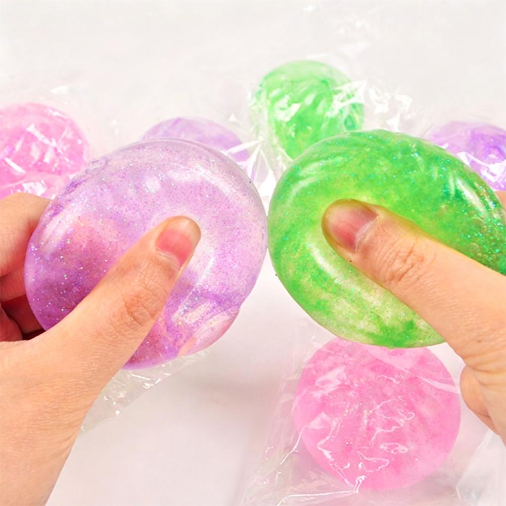 Clear Bun With Gold Powder Slow Rebound Maltose Toy Transparent Stress Ball Kawaii Decompression Toy Stress Relief For Kids