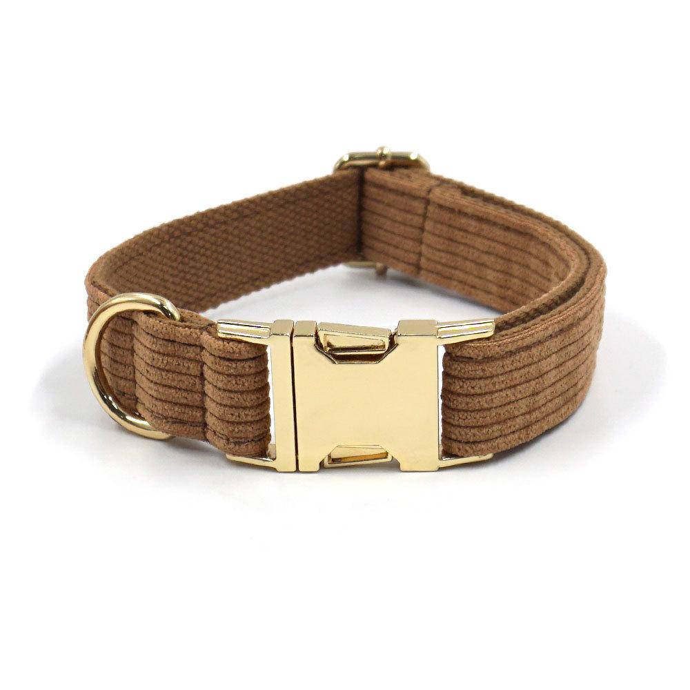 Mihha Corduroy Gold Buckle Pet Collar: Personalized Name & Logo Engraving, Hot Selling Dog Neck Accessory M