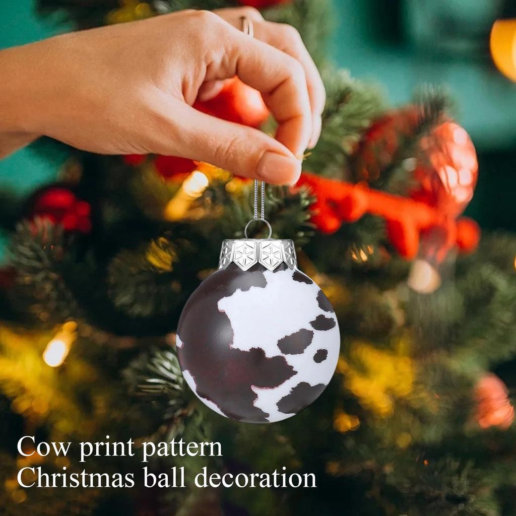 Christmas Ball Cow Print Pattern Christmas Animal Theme Christmas Western Style Christmas Decoration