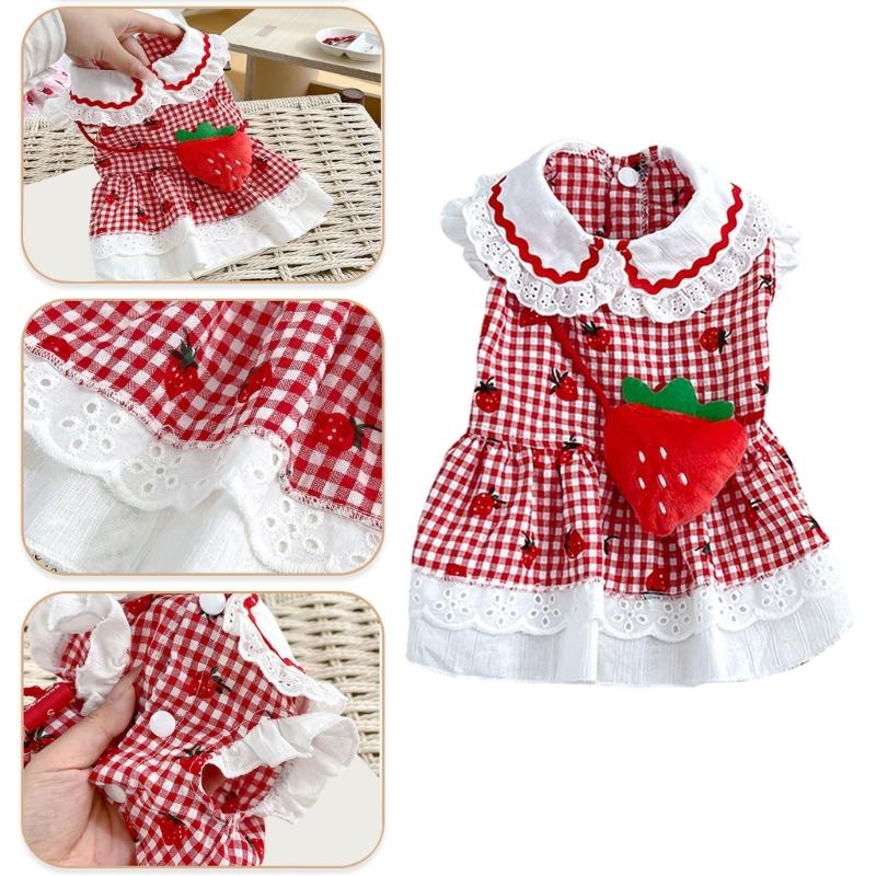 Lovely Strawberry Pet Outfit Fashion Small Pet Dress Eye Catching Pet Dress for Fashion Small Dogs and Cats