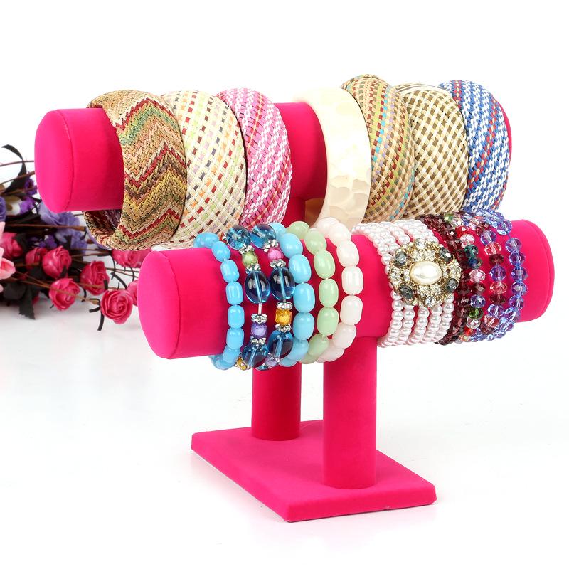 Two-Tier Velvet Jewelry Display Stand for Bracelets, Watches, Anklets, and Necklaces