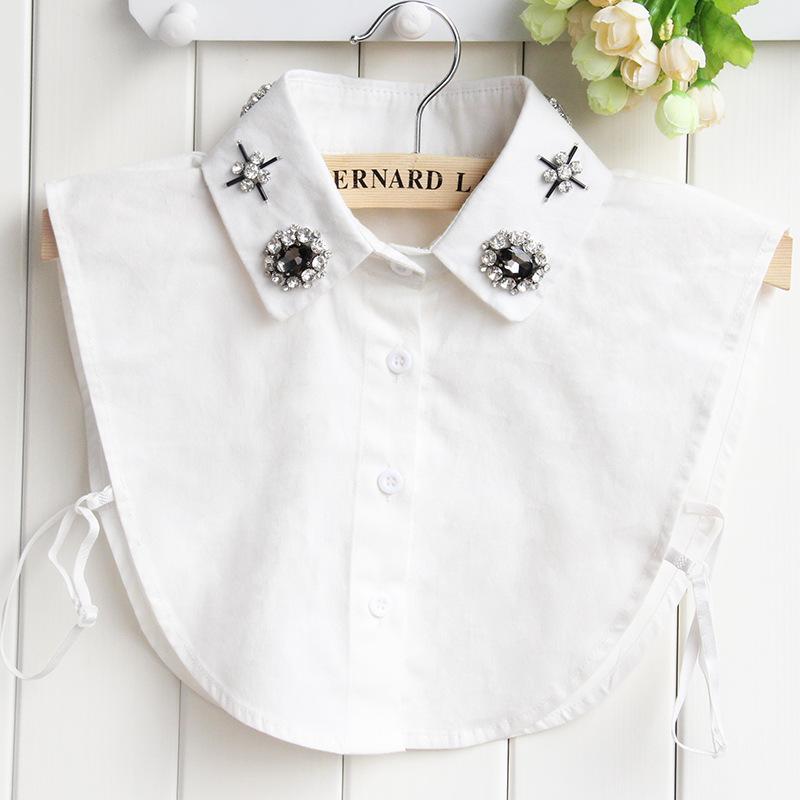 22 Styles White/Black Women Fake Collar Shinny Beaded Detachable Collars Half Shirt Blouse Sweater False Collars Female Faux Col