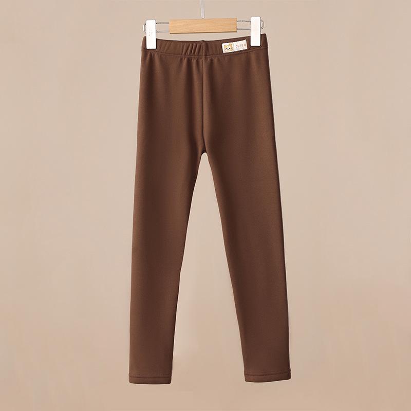 

Kids Fleece-Lined Leggings: Warm Autumn & Winter Wear for Boys and Girls - Versatile One-Piece Pants. 100 cm коричневий