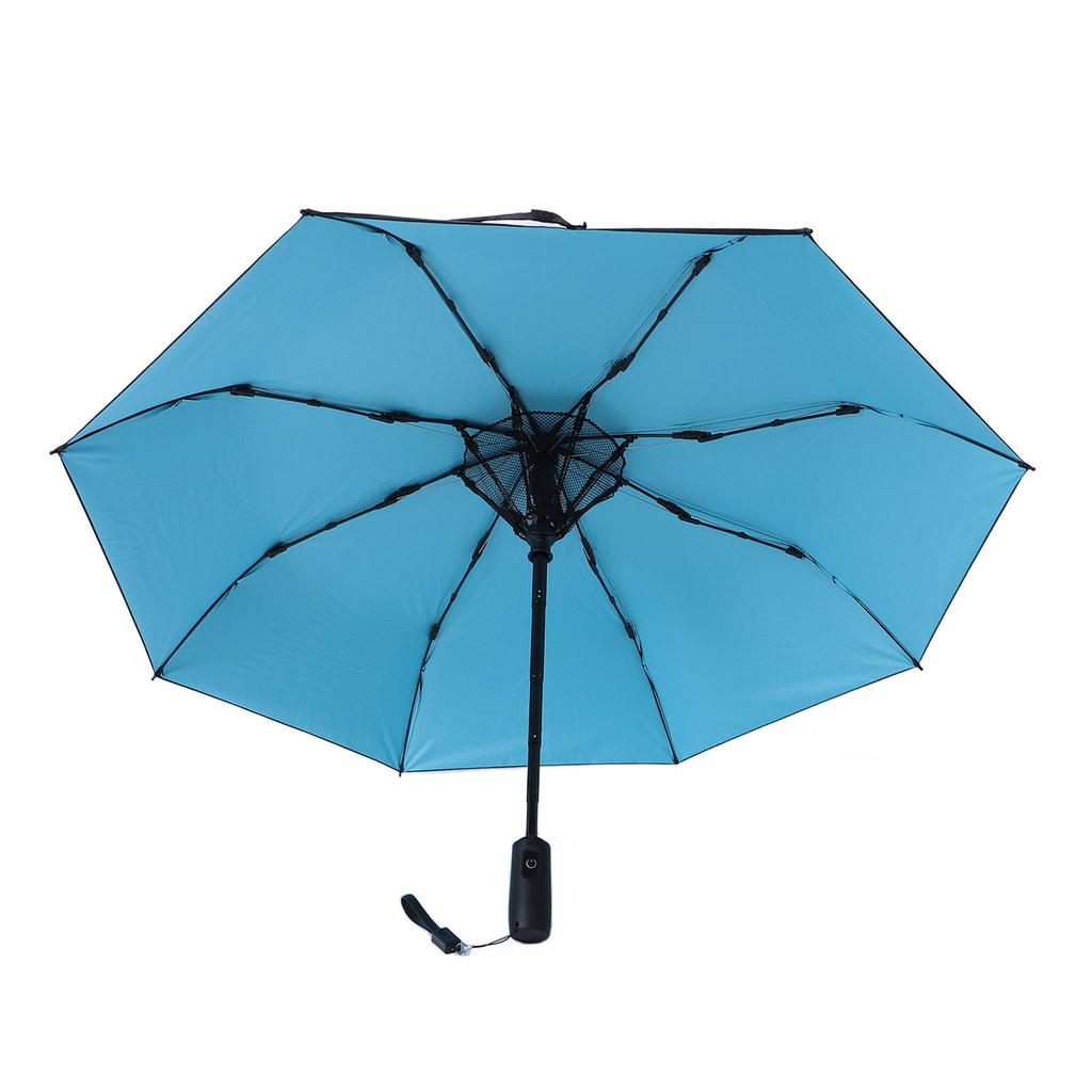 Sun Umbrella with Fan 190T Vinyl Cloth Fiberglass 8 Ribs 2600mAh Battery USB Rechargeable Foldable