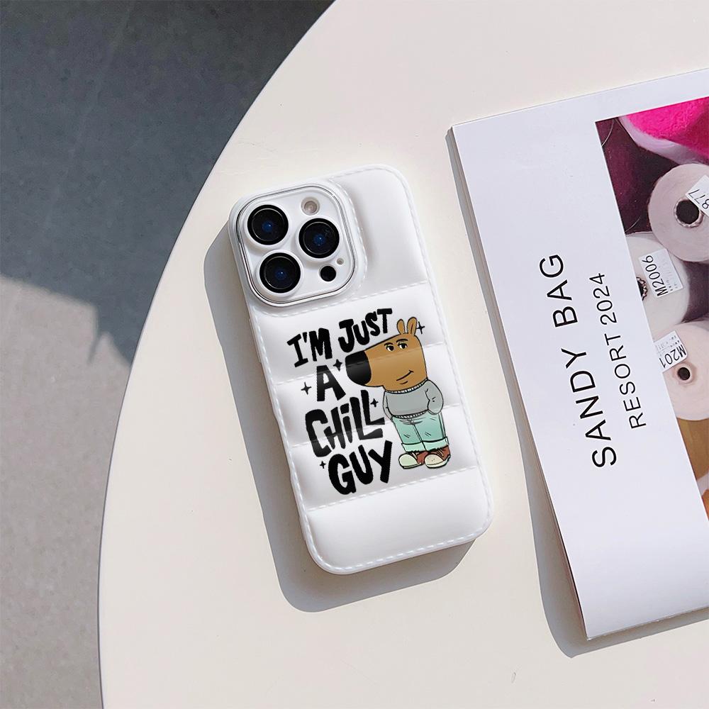 

Hot Dog I m Just A Chill Guy Phone Case for IPhone 16 15 14 13 12 11 Pro Max X XR XSMAX 8 7 Plus Down Jacket Anti Fall Cover iPhone 16