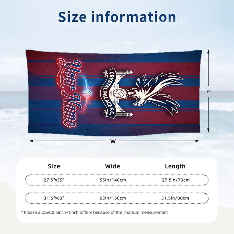 Beach Towel Crystal Palace Print Custom Name Text Soft Towel for Swimming Pool
