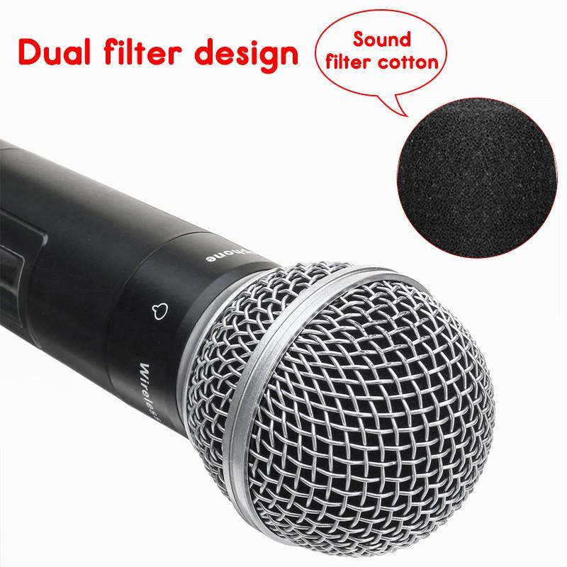 2 Cordless 2 Channel System Handheld Mic Kraoke Speech Supplies Cardioid Microphone Professional Wireless Microphone
