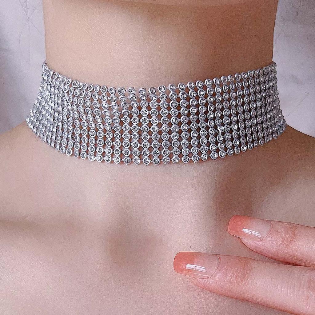 Popular Diamond-encrusted Niche Handmade Light Luxury Versatile Temperament Trendy Design Sense Necklace Item Decoration