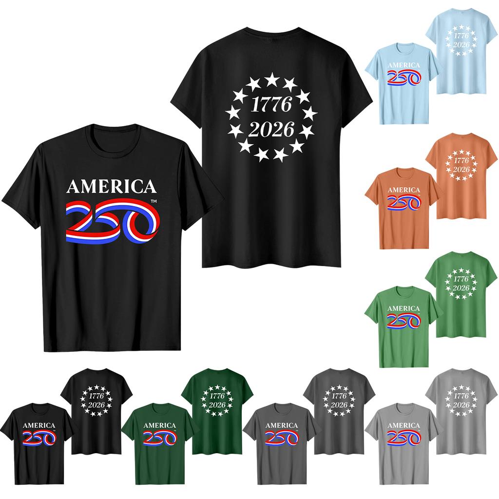 Men's Casual Short Sleeve T-Shirt 250 Years Anniversary Graphic Print Crew Neck Soft Fabric Comfortable Fit Lightweight