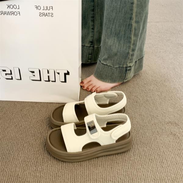 

Модные мягкие женские сандалии Пляжная обувь На все случаи жизни 2025 Лето Противоскользящие Девочки Комфорт Для улицы Новые сандалии на липучке Римские Повседневные 35