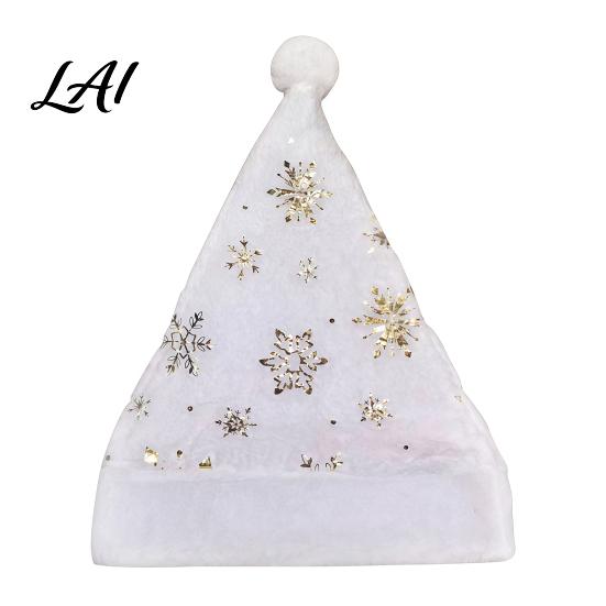 Soft Polyester Christmas Cap Snowflake Sequin Adults Plush for Santa Hat with Faux Holiday Celebration