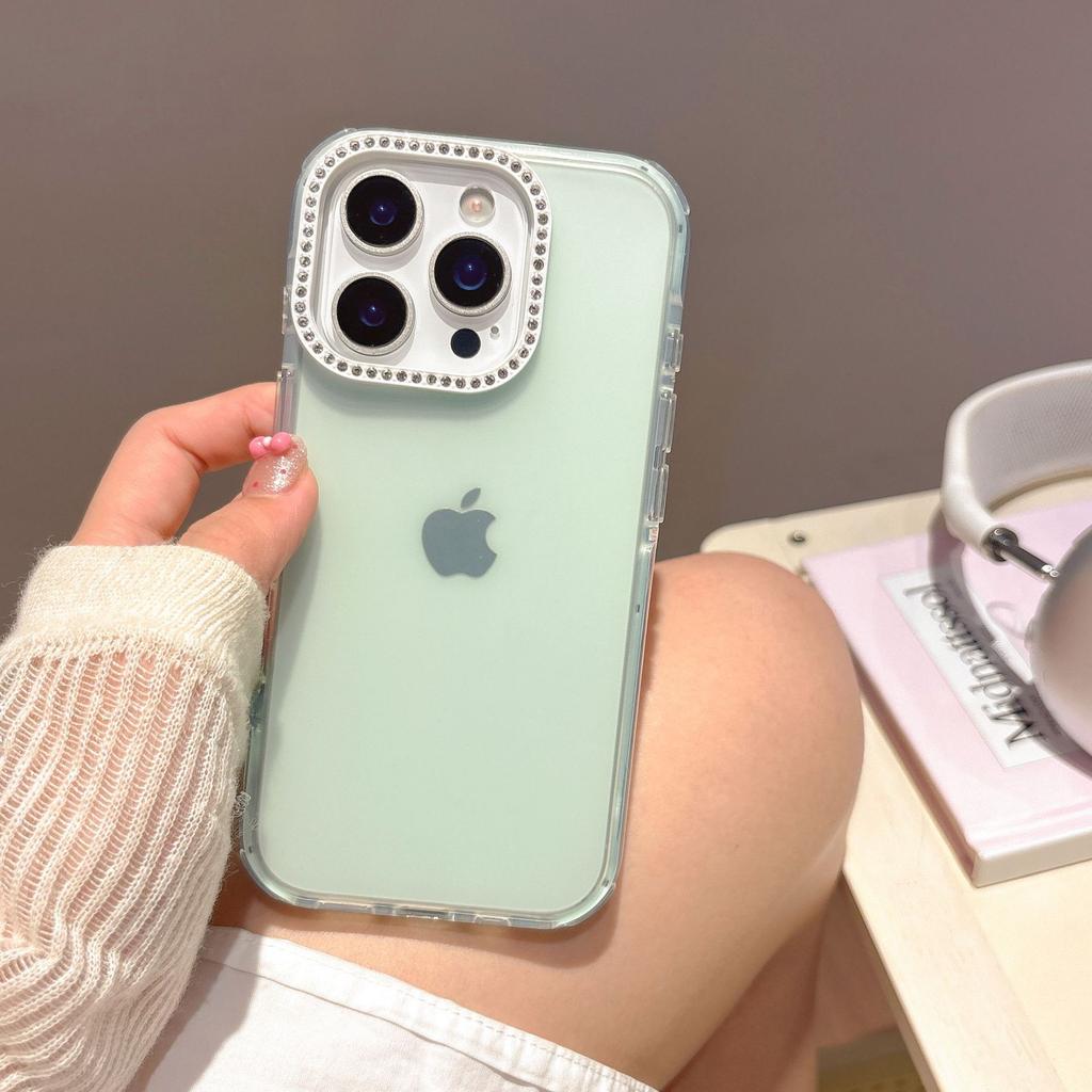 Point Drill Lens Frame Mobile Phone Case Is Suitable for Apple 16PROMAX Solid Color 15 Trend Large Hole 13/14 Matte Anti-drop