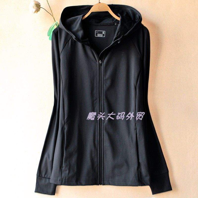 Foreign Trade Women Plus size Spring and Autumn Running Hooded cardigan Quick-Drying Sanding High Elasticity Yoga Exercise Outerwear 325