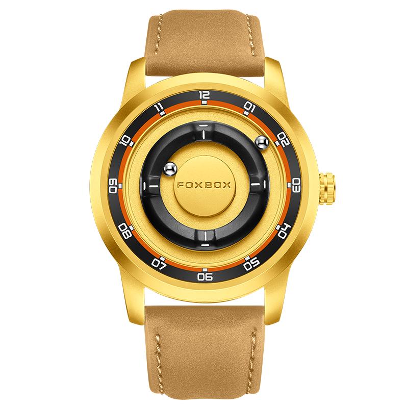 LIGE FOXBOX Fashion Man Magnetic Watch Unique Dial Business Stainless Casual Srolling Bead Waterproof Quartz Men's Watches Gifts