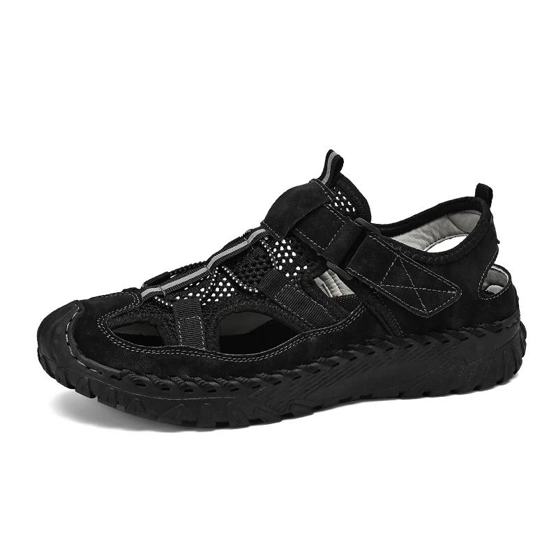 Hot Summer Men Breathable Casual Sandals Thick Base Fashion Trendy Outdoor Comfortable Beach Shoes Anti-Slip Hole Plus Size