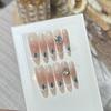 Handmade Press On Nail French Gentle Sparkling Cat Eye Blue Diamond Light Luxury Long Stiletto Fake Nail Patch Artificial Nail Reusable