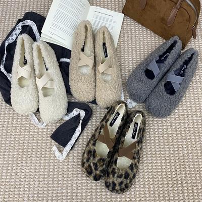2025 New Fluffy Shoes Round Head Ballet Shoes Fluffy Warm Autumn and Winter New Late Evening Wind Flat Single Shoes Women