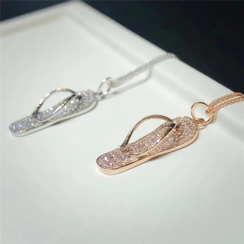 Women's Micro-Inlaid Diamond Slipper Pendant Necklace - Simple, Versatile Clavicle Chain for a Personalized Fashion Statement