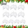 Christmas Tree Embellishments 10Pcs White Feather Angel Wings Ornament for Decoration Soft Fluffy Pendant Hanging with Lanyard Holiday Parties