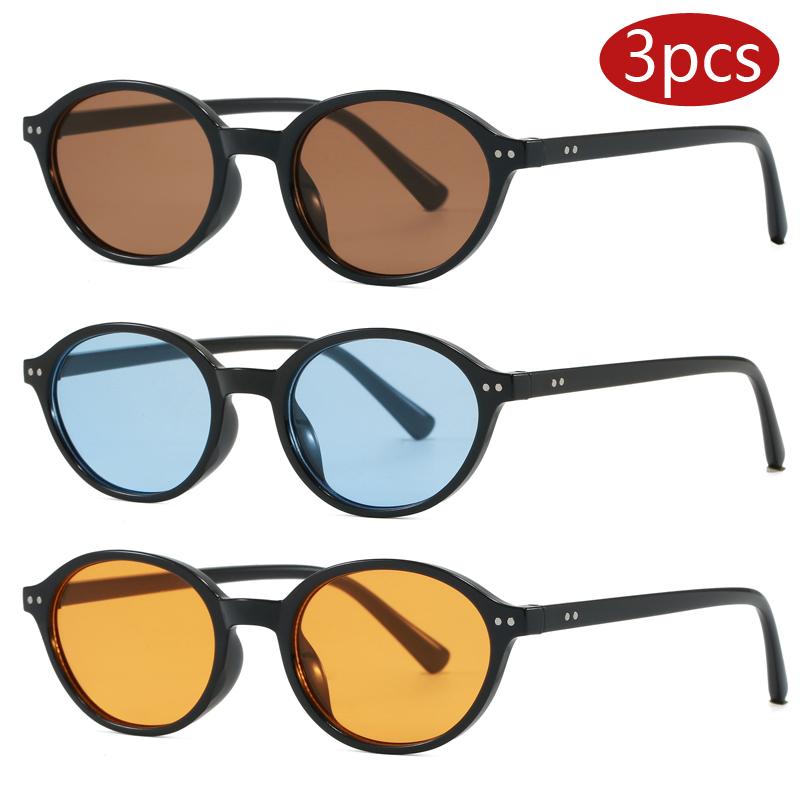 Car Sun Glasses 3pcs Women Retro Small Oval Frame Sunglasses New Classic Style Glasses Outdoor Casual Fashion UV400 Eyeglasses
