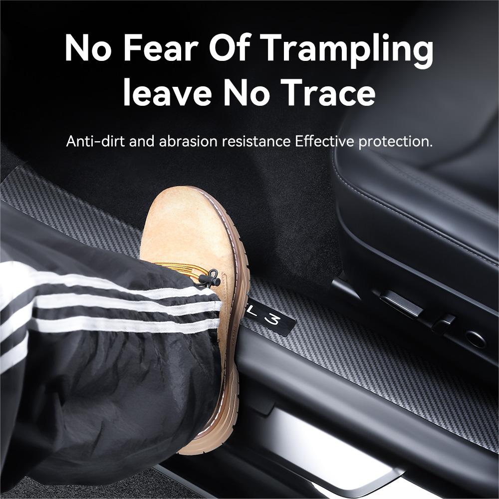 YZ For Tesla Model 3 2025 Highland Rear Door Sill Protective Pad Cover Guards Threshold Bumper Strip Sill Car Accessories