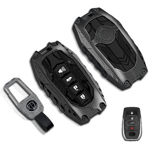 Heavy Metal Key Fob Cover For Toyota, Zinc Alloy Full Protection Car Key Case Fits For 2024 2025 Land Cruiser Highlander Corolla Cross Tundra Venza
