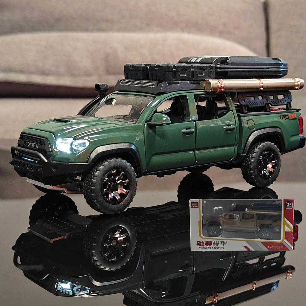 1:32 Scale Toyota Tacoma TRO Off Road Pickup Truck Alloy Diecast Travel Version Model Sound & Light Mini GT Ornament Collection
