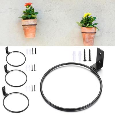 Metal Outdoor Decor Office Planters Rack Flower Pot Holder Ring Planter Pot Stand Wall Mounting