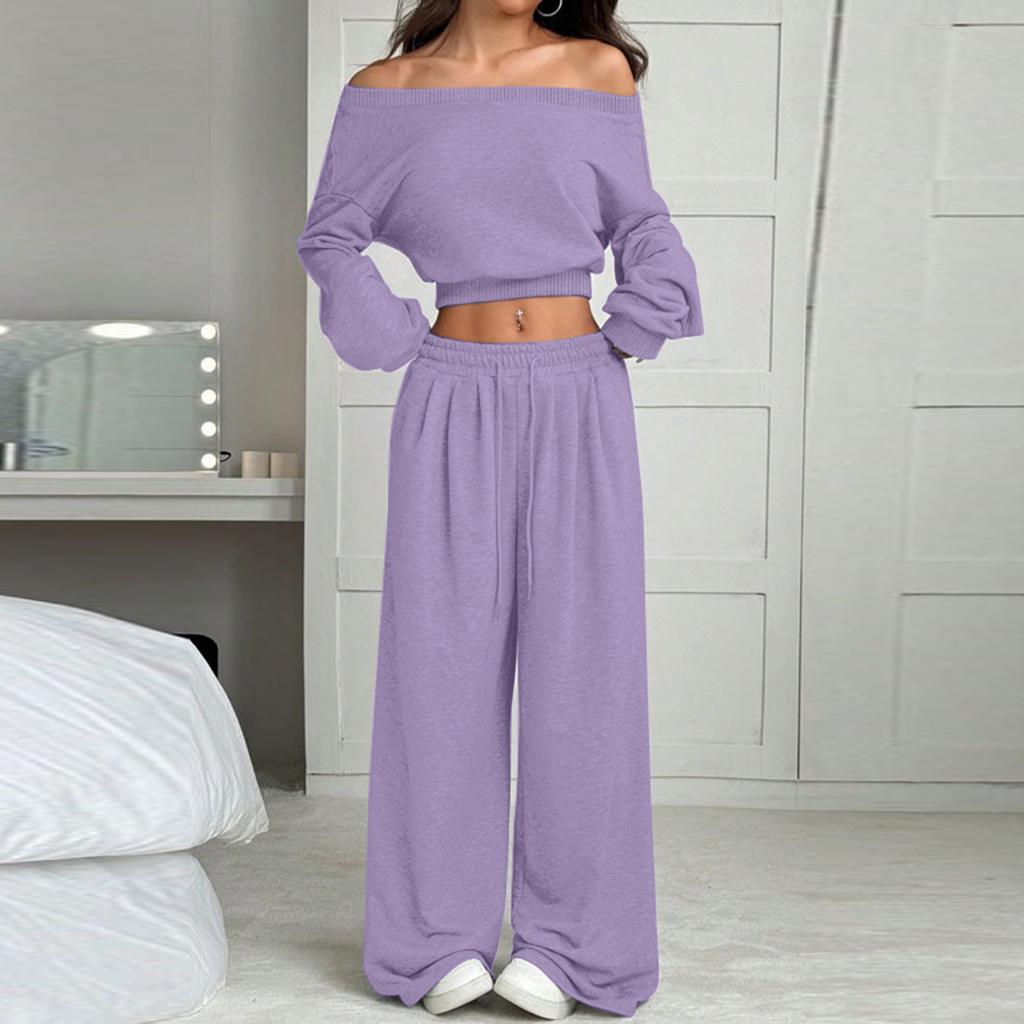 Women's Fashion Top Slim Fit Casual Pants Set