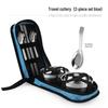Portable Stainless Steel Bowl & Spoon Set with Blue Pouch