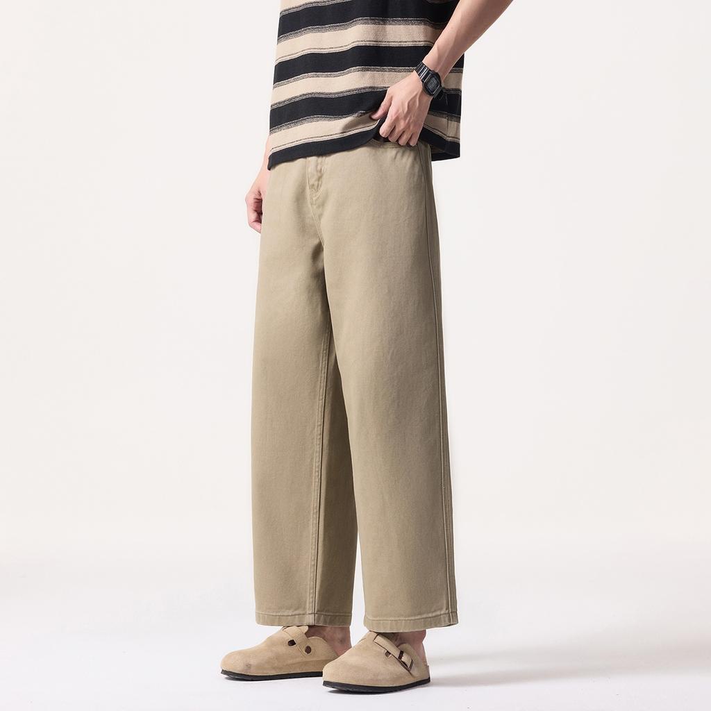 Summer new cotton straight commuter casual pants men's nine-point pants loose and versatile pants men's