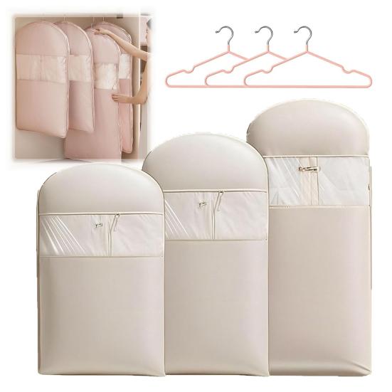 3Pcs Hanging Bag Set Maximize Wardrobe Space Compression Zipper Dust-Proof Travel Bags Garment Protection Organizer